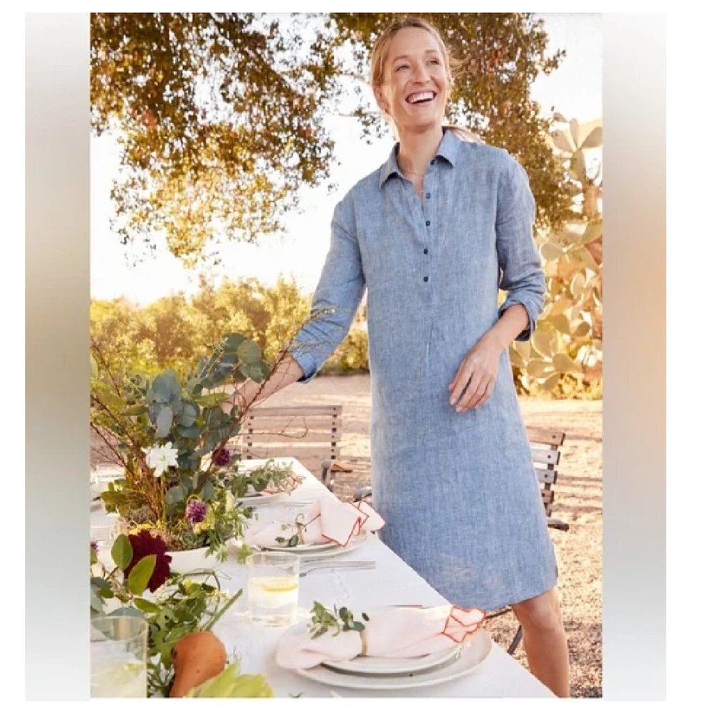 Haven Well Within Linen Dress Heather Blue Size XS